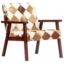 Lade das Bild in den Galerie-Viewer, Sessel Weiß und Braun Echtes Ziegenleder