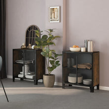 Lade das Bild in den Galerie-Viewer, Lagerschränke 2 Stk. Rustikal Braun 72x36x82 cm Metall und MDF