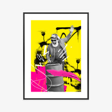 Lade das Bild in den Galerie-Viewer, Poster Dj Im Großstadtdschungel – Bunte Collage Rahmen Holz Mit Passepartout Farbe Natürlich
