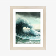 Lade das Bild in den Galerie-Viewer, Poster Brechende Meereswelle Rahmen Holz Mit Passepartout Farbe Natürlich
