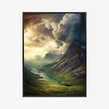 Lade das Bild in den Galerie-Viewer, Poster Gewitterwolken Über Der Berglandschaft Rahmen Aluminium Farbe Schwarz