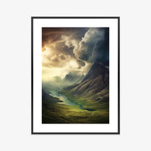 Lade das Bild in den Galerie-Viewer, Poster Gewitterwolken Über Der Berglandschaft Rahmen Aluminium Farbe Schwarz
