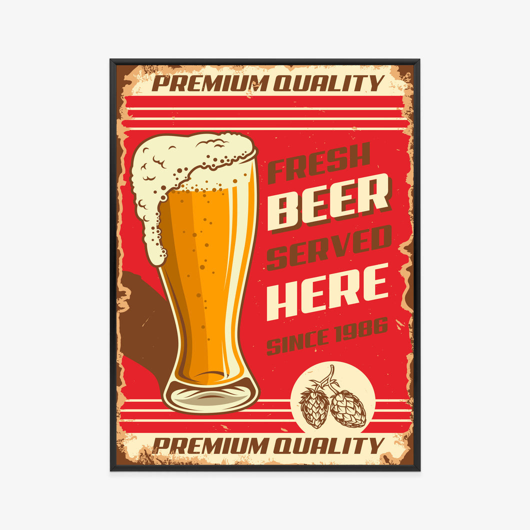 Poster Bierkrug Und Beschriftung Im Vintage-Stil Rahmen Aluminium Farbe Schwarz