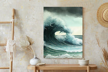 Lade das Bild in den Galerie-Viewer, Poster Brechende Meereswelle Rahmen Holz Mit Passepartout Farbe Natürlich
