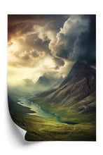 Lade das Bild in den Galerie-Viewer, Poster Gewitterwolken Über Der Berglandschaft Rahmen Aluminium Farbe Schwarz