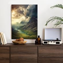 Lade das Bild in den Galerie-Viewer, Poster Gewitterwolken Über Der Berglandschaft Rahmen Aluminium Farbe Schwarz