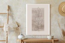 Lade das Bild in den Galerie-Viewer, Poster Abstrakte Minimalistische Pflanze Auf Beigem Hintergrund Rahmen Aluminium Farbe Schwarz
