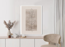 Lade das Bild in den Galerie-Viewer, Poster Abstrakte Minimalistische Pflanze Auf Beigem Hintergrund Rahmen Aluminium Farbe Schwarz