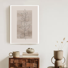 Lade das Bild in den Galerie-Viewer, Poster Abstrakte Minimalistische Pflanze Auf Beigem Hintergrund Rahmen Aluminium Farbe Schwarz