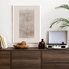 Lade das Bild in den Galerie-Viewer, Poster Abstrakte Minimalistische Pflanze Auf Beigem Hintergrund Rahmen Aluminium Farbe Schwarz