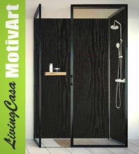 Lade das Bild in den Galerie-Viewer, Duschrückwand Eck oder Einzelplatte Alu Holz Schwarz Holzoptik LS106