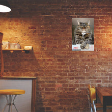 Lade das Bild in den Galerie-Viewer, Wanduhr Kater Katze Gefahr - 3 Zeigersätzen + Wunschtext