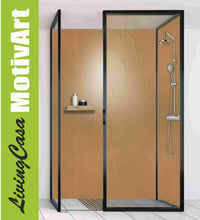 Lade das Bild in den Galerie-Viewer, Duschrückwand Eck oder Einzalplatte Alu, Metall Brushed Gold Fein rm003