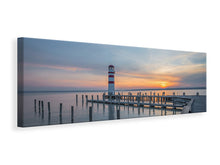 Lade das Bild in den Galerie-Viewer, Leinwandbild Panorama Leuchtturm im Sonnenuntergang
