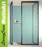 Duschrückwand  Aluverbund  Holzstruktur hellblau PTW06