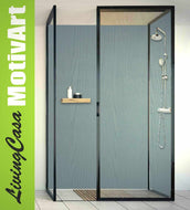 Duschrückwand  Aluverbund  Holzstruktur mittelblau PTW05