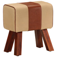 Sitzbank Turnbock-Design 38 cm Braun Echtleder Massivholz Mango