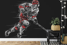 Lade das Bild in den Galerie-Viewer, Fototapete Gezeichneter Eishockeyspieler
