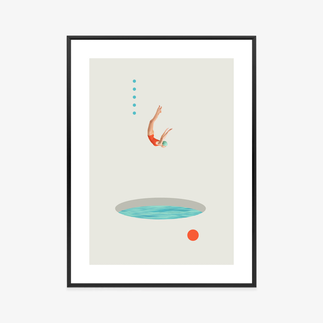 Poster Eintauchen In Die Künstlerische Collage Des Wassers Rahmen Holz Mit Passepartout Farbe Natürlich