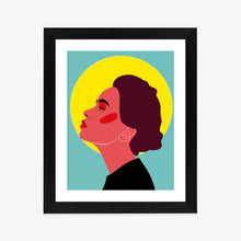 Lade das Bild in den Galerie-Viewer, Poster Nachdenkliche Frau - Pop-Art-Retro-Stil Rahmen Holz Mit Passepartout Farbe Natürlich
