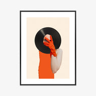 Poster Geistige Musik Auf Vinyl-Pop-Art-Collage Rahmen Holz Mit Passepartout Farbe Natürlich