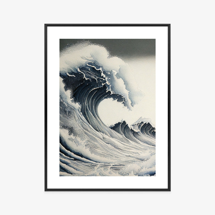 Poster Meereslandschaft Mit Welle Rahmen Holz Mit Passepartout Farbe Natürlich