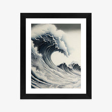 Lade das Bild in den Galerie-Viewer, Poster Meereslandschaft Mit Welle Rahmen Holz Mit Passepartout Farbe Natürlich
