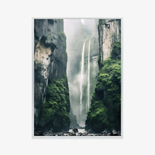 Lade das Bild in den Galerie-Viewer, Poster Chinesische Naturlandschaft Mit Wasserfall Rahmen Holz Mit Passepartout Farbe Natürlich
