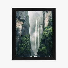 Lade das Bild in den Galerie-Viewer, Poster Chinesische Naturlandschaft Mit Wasserfall Rahmen Holz Mit Passepartout Farbe Natürlich
