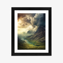 Lade das Bild in den Galerie-Viewer, Poster Gewitterwolken Über Der Berglandschaft Rahmen Hölzern Farbe Schwarz
