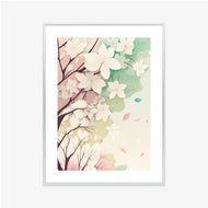 Poster Blühende Pastellbäume Im Frühling Rahmen Aluminium Farbe Schwarz