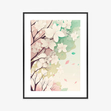 Lade das Bild in den Galerie-Viewer, Poster Blühende Pastellbäume Im Frühling Rahmen Aluminium Farbe Schwarz
