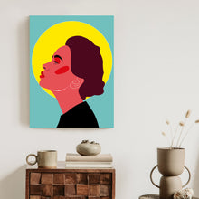 Lade das Bild in den Galerie-Viewer, Poster Nachdenkliche Frau - Pop-Art-Retro-Stil Rahmen Holz Mit Passepartout Farbe Natürlich
