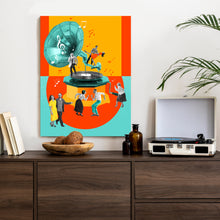 Lade das Bild in den Galerie-Viewer, Poster Party Im Retro-Stil - Mehrfarbige Pop-Art-Collage Rahmen Holz Mit Passepartout Farbe Natürlich
