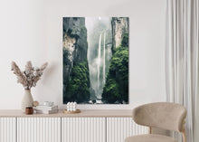 Lade das Bild in den Galerie-Viewer, Poster Chinesische Naturlandschaft Mit Wasserfall Rahmen Holz Mit Passepartout Farbe Natürlich
