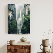Lade das Bild in den Galerie-Viewer, Poster Chinesische Naturlandschaft Mit Wasserfall Rahmen Holz Mit Passepartout Farbe Natürlich
