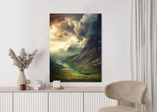 Lade das Bild in den Galerie-Viewer, Poster Gewitterwolken Über Der Berglandschaft Rahmen Aluminium Farbe Schwarz
