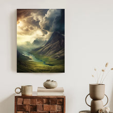 Lade das Bild in den Galerie-Viewer, Poster Gewitterwolken Über Der Berglandschaft Rahmen Aluminium Farbe Schwarz
