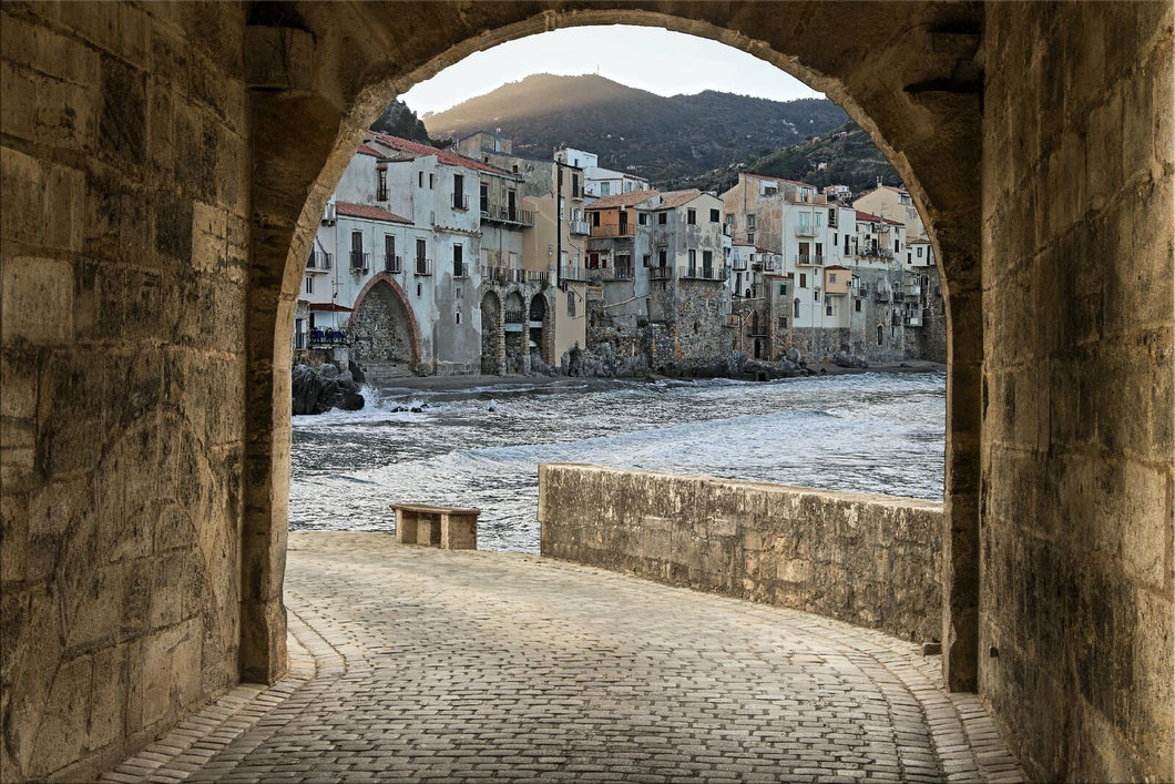 Wandbild Sizilien Fototapete Poster Italien Cefalu Urlaub Reise  wa382LI