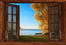 Lade das Bild in den Galerie-Viewer, Wandbild Chiemsee Fototapete Poster Fenster Blick Landschaft Herbst Urlaub FE123
