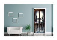 Türposter Tapete selbstklebend alte Holztür Geist Gefahr Horror 902LT