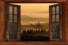 Lade das Bild in den Galerie-Viewer, Wandbild Landschaft Fototapete Poster Fenster Blick Nebel Tal Natur FE114LI
