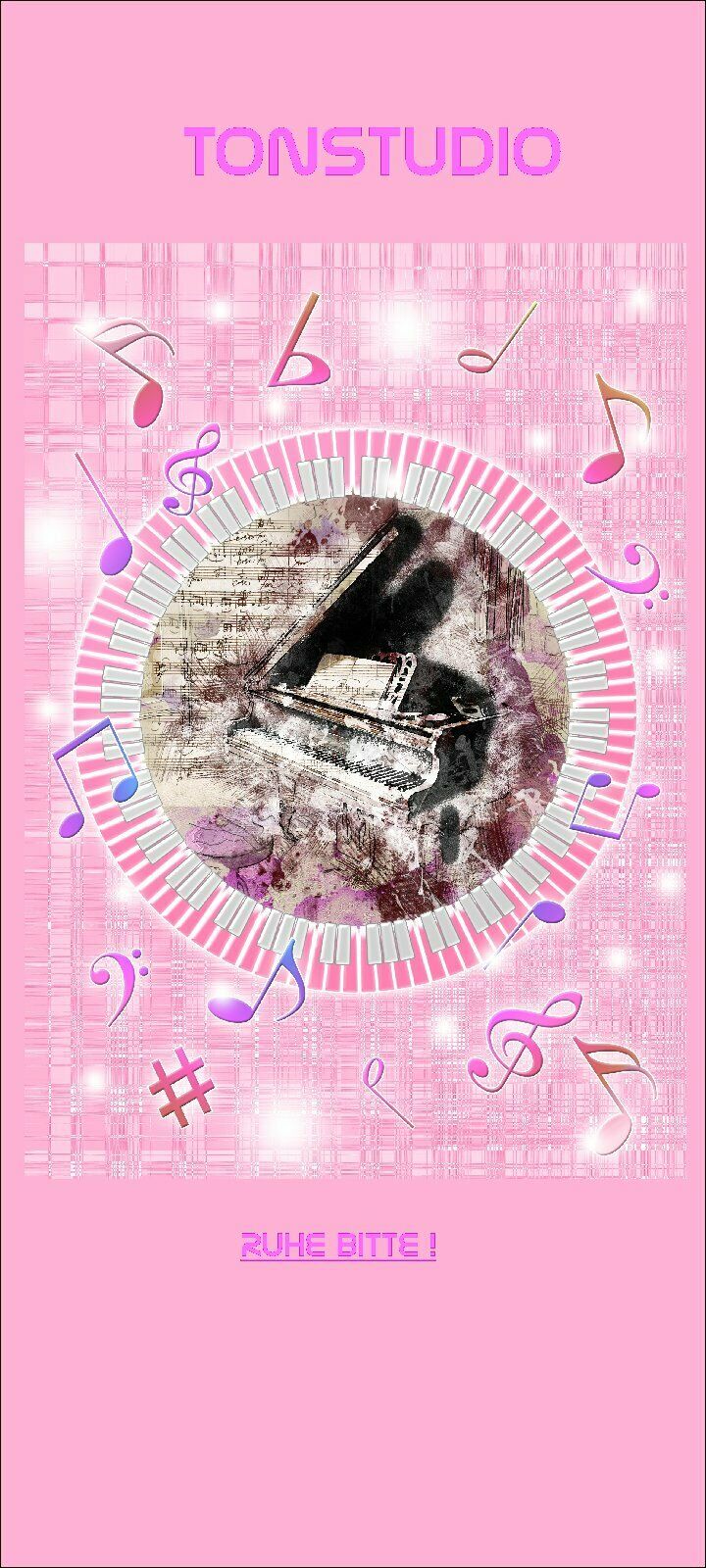 Türtapete Klavier Türposter 200x100cm   selbstklebend Noten Pink Musik Wunschmaß