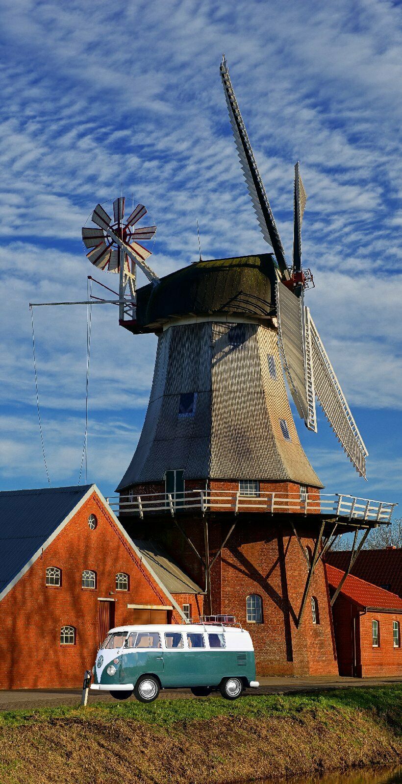 Türtapete Windmühle Türposter 200x100cm   selbstklebend Himmel Ostfriesland  VW T