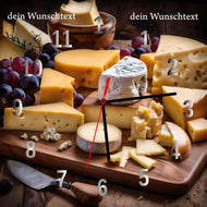Wanduhr Käse-Platte Trauben Brett+dein Wunschtext - Quarzuhr UH114