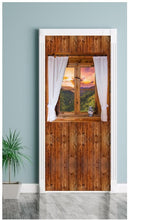 Lade das Bild in den Galerie-Viewer, Türposter Türtapete selbstklebend Holz Sonne - Untergang Abend
