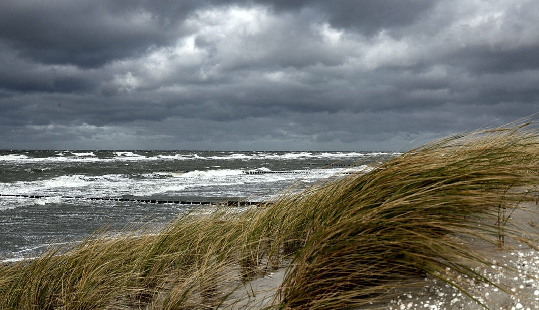 Wandbild Ostsee Fototapete Poster Sturm Wolken Brandung Dünen Gras WA381LI