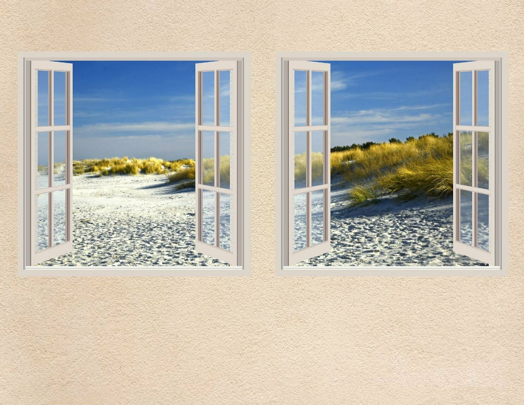 Wandbild Düne Fototapete 2x Fensterblick Gras Sand FE5000