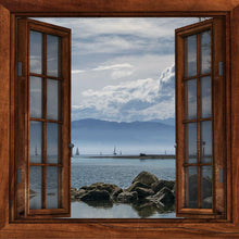 Lade das Bild in den Galerie-Viewer, Wandbild Fototapete 2x Fensterblick Bodensee Berge Urlaub FE5011
