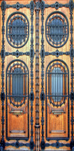 Lade das Bild in den Galerie-Viewer, Türtapete Tor Türposter   selbstklebend Holz Eisen Verzierung Glas Eingang
